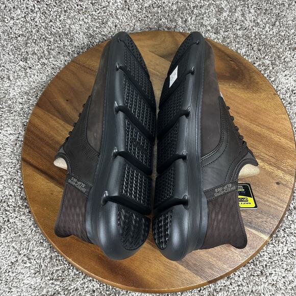 Skechers Mens Size 12 Slip-ins Garza Gervin 205046 Brown Memory Foam Sneakers - Picture 8 of 13